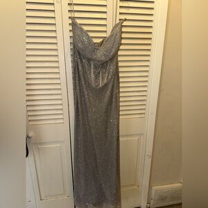 Portia and Scarlett Glittering Silver Backless Dress